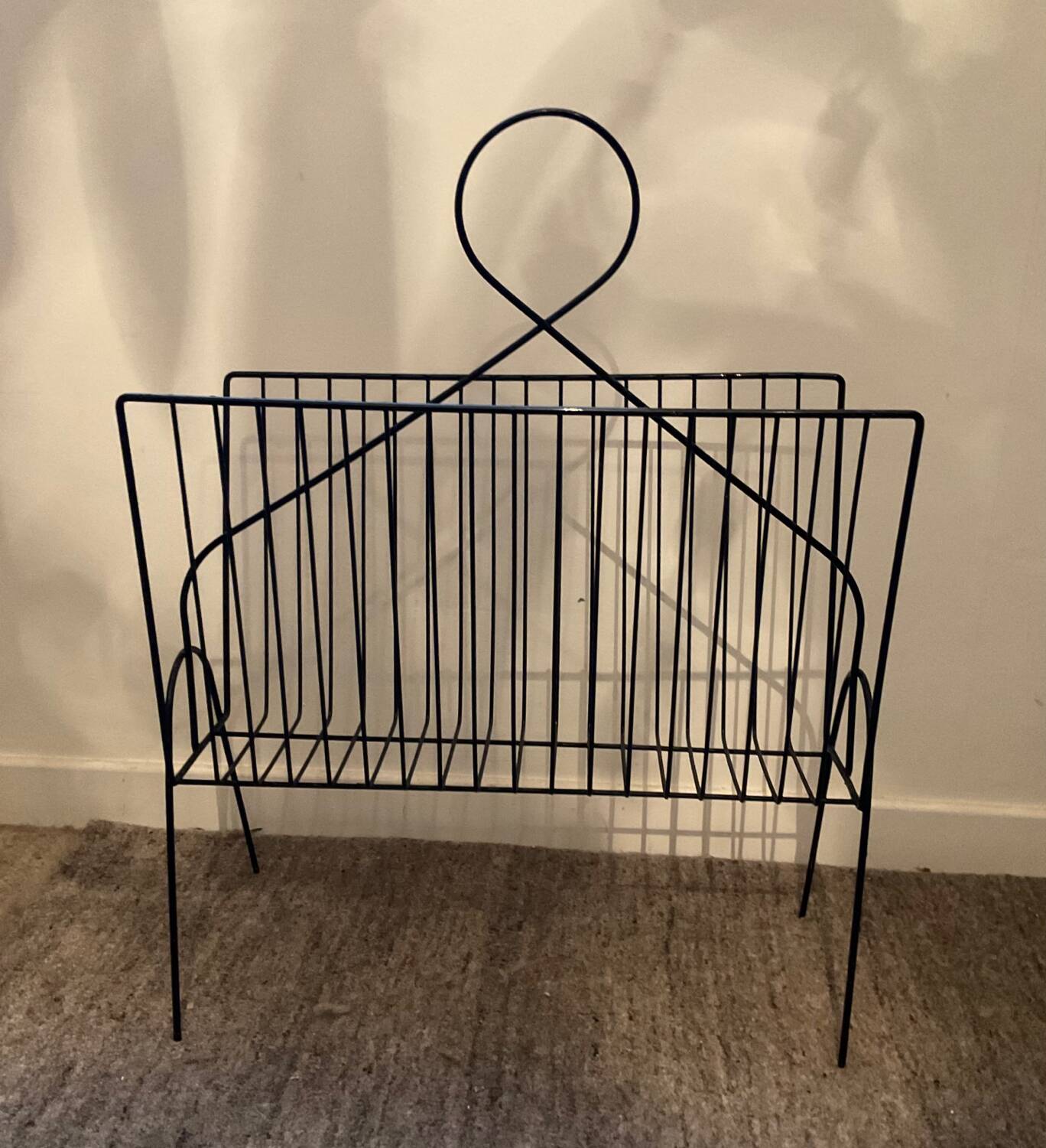 Vintage black wired metal magazine holder