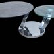 Olympe table with swivel tops in glass and gray ceramic