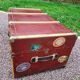 Old metal and wood travel trunk