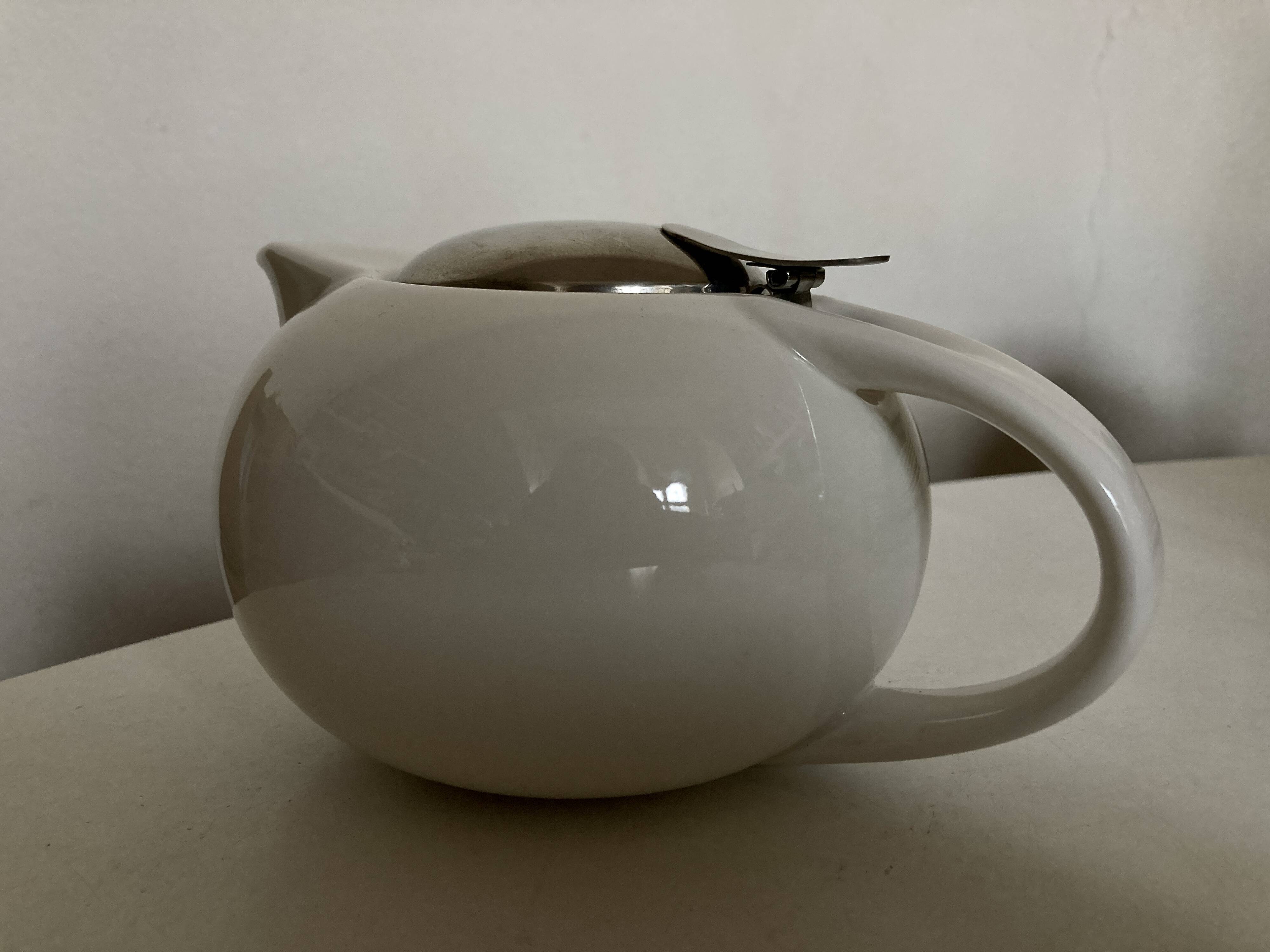 Space Age Porcelain and Steel Teapot