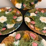 4 old and numbered dessert plates in slurry, strawberry model