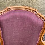 Louis XV armchair in solid wood and burgundy fabric