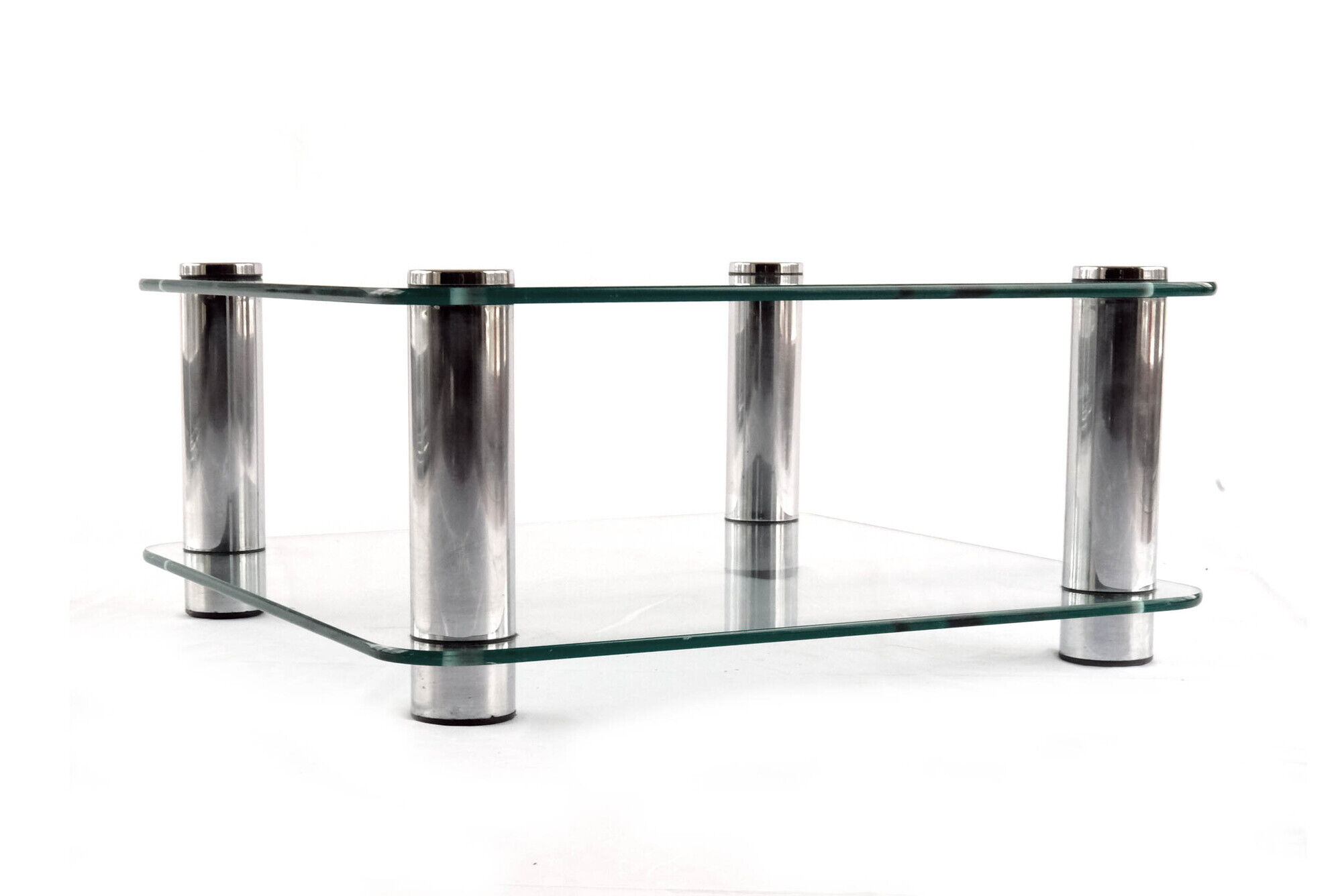 Italian Glass and Chrome Square Coffee Table by by Marco Zanuso for Zanotta, 1960s