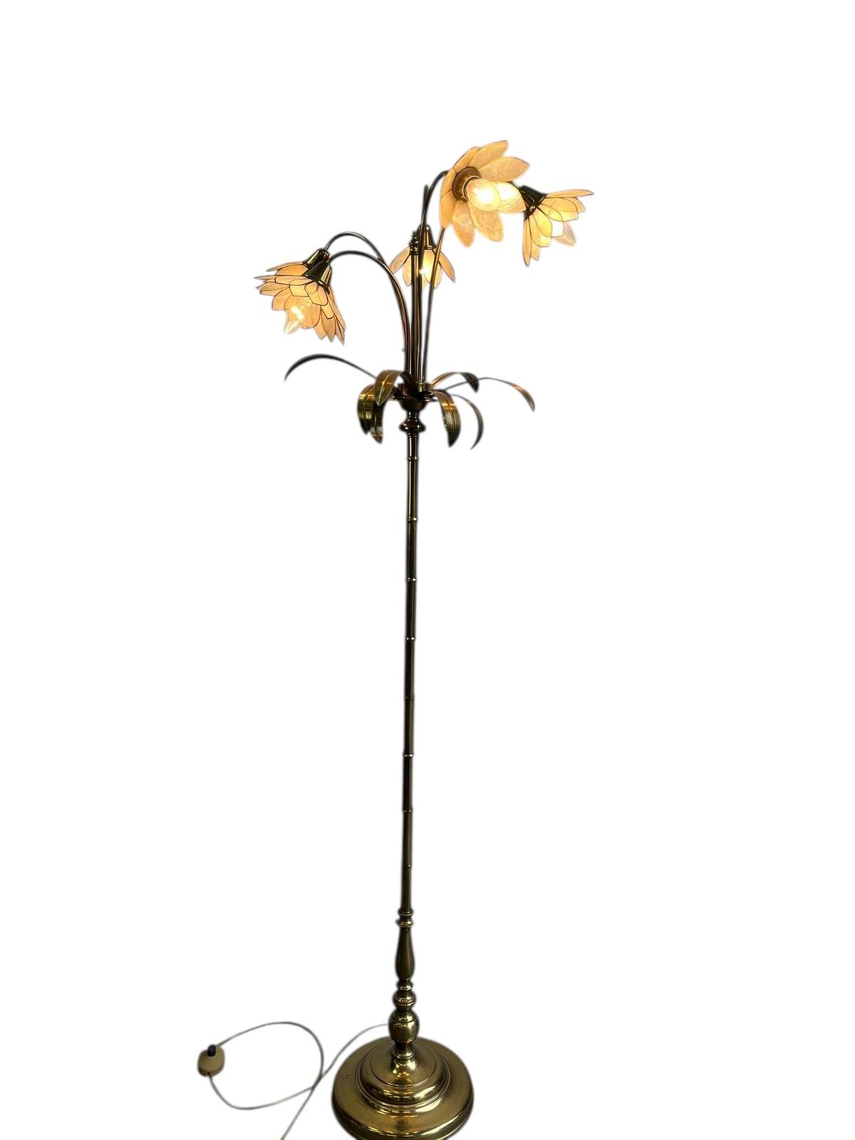 Lampadaire/lampadaire vintage en forme de lotus doré
