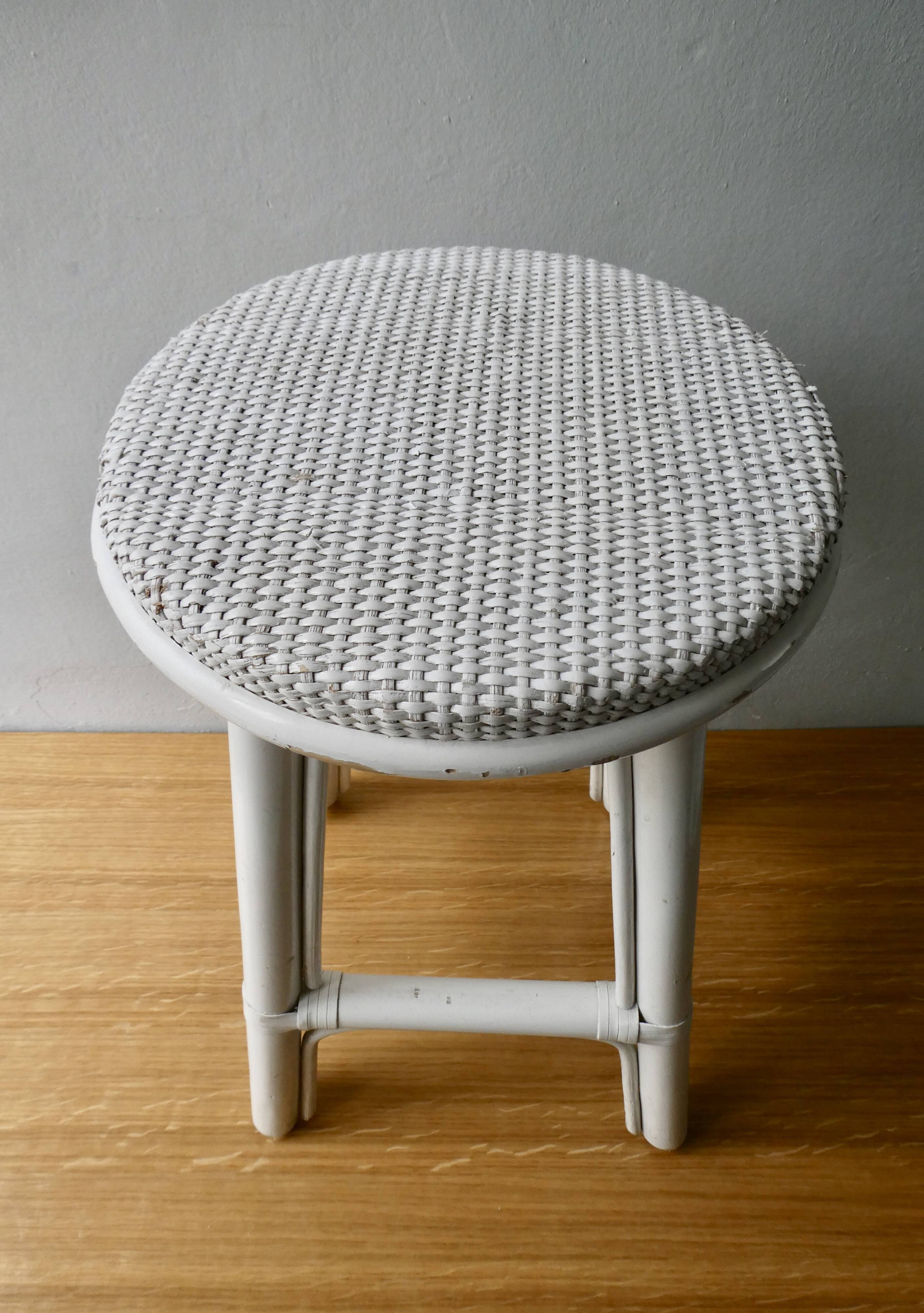 White rattan stool