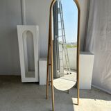 Miroir sur pied en bambou et rotin H:1m80