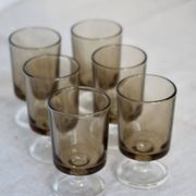 6 vintage Luminarc liqueur glasses, Sweden model - Smoked glass