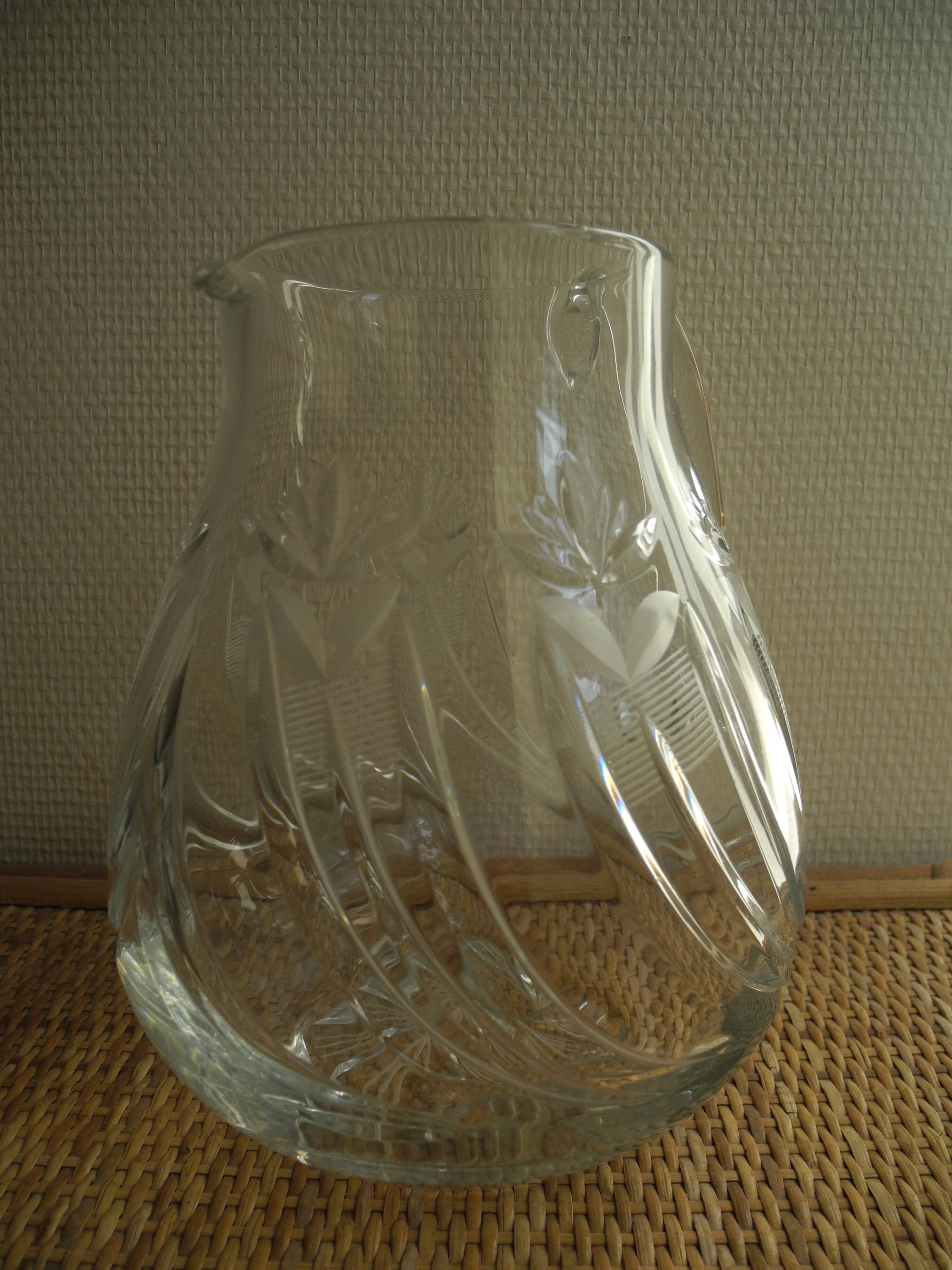 old pitcher carafe cut crystal art table vintage crystal pitcher