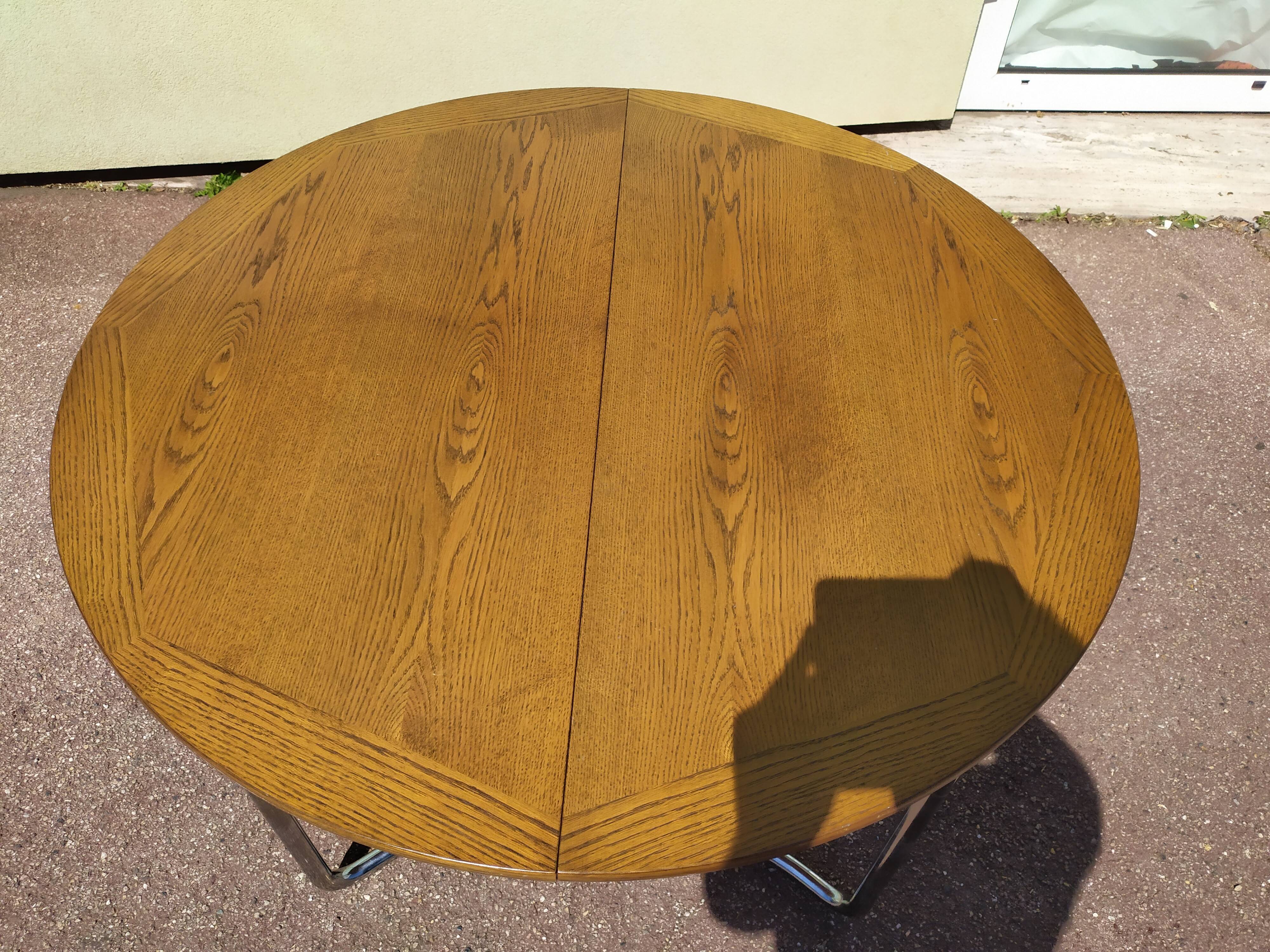 Table à manger en bois et acier chromé - Allemagne - Theobald Mobel - design