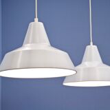 Set of 2 danish hanging lamps in white by Nordisk Solar, 1980s