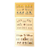 Set of 3 illuminated plates by S. Lemoine