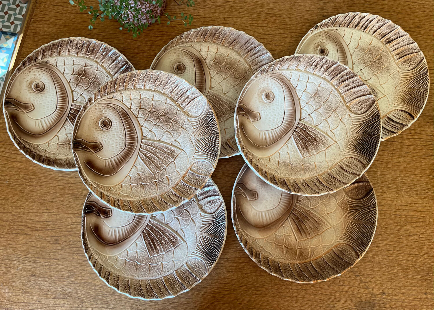 Fish plates earthenware Sarreguemines