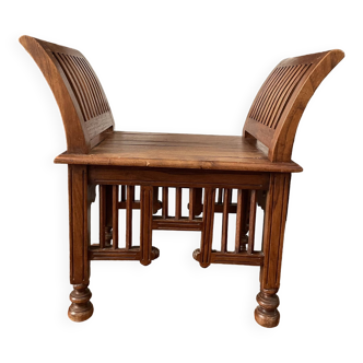 Indonesian carved teak bench