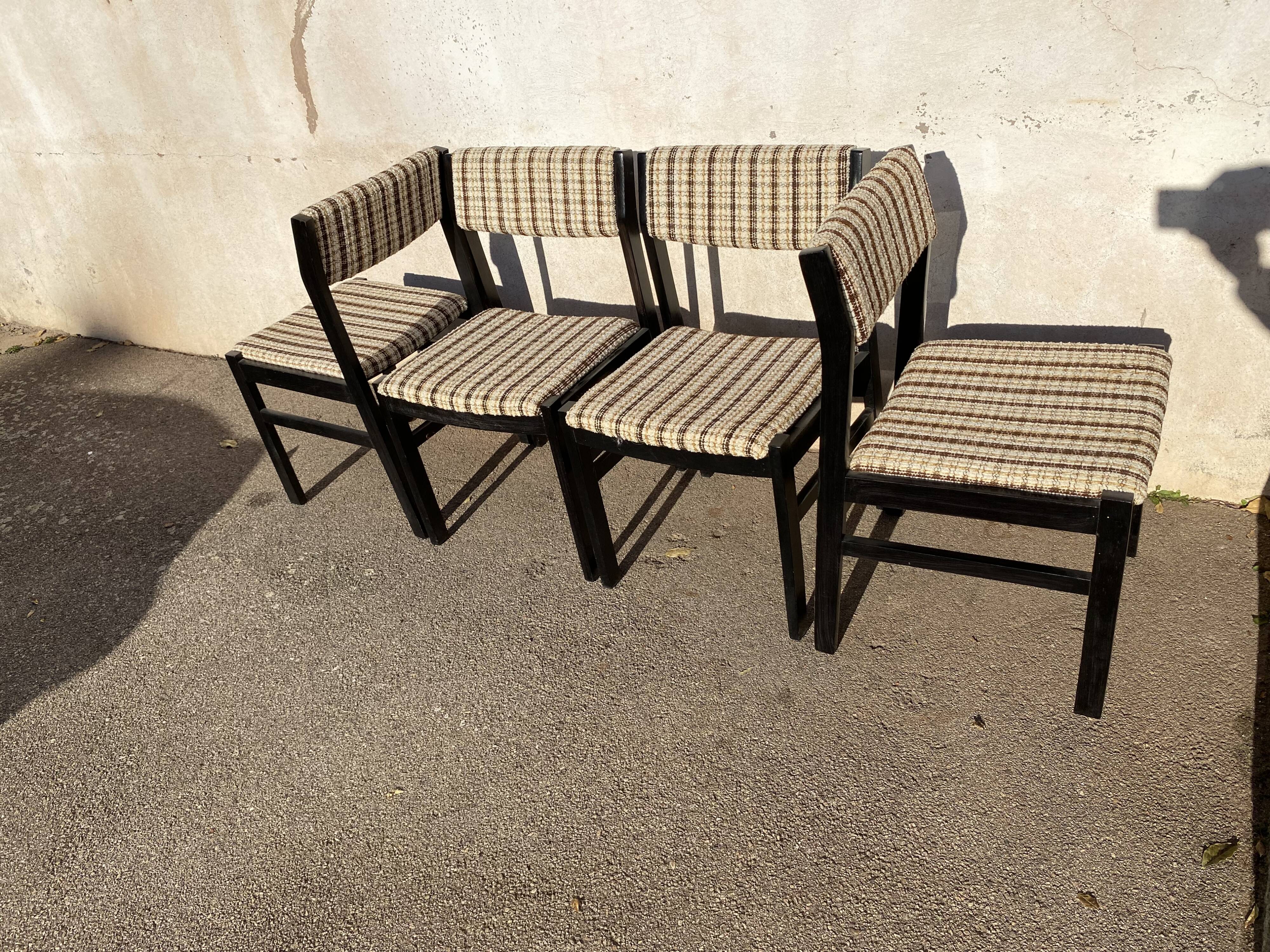 Set of 4 mobelstoff fabric chairs