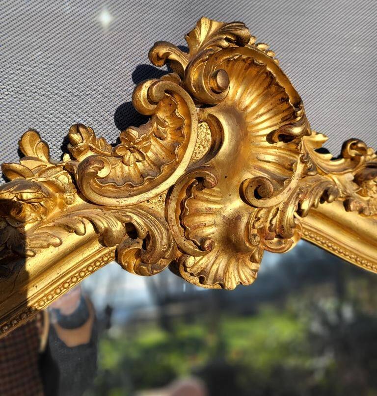 Miroir de cheminée doré XIXe style Louis XV