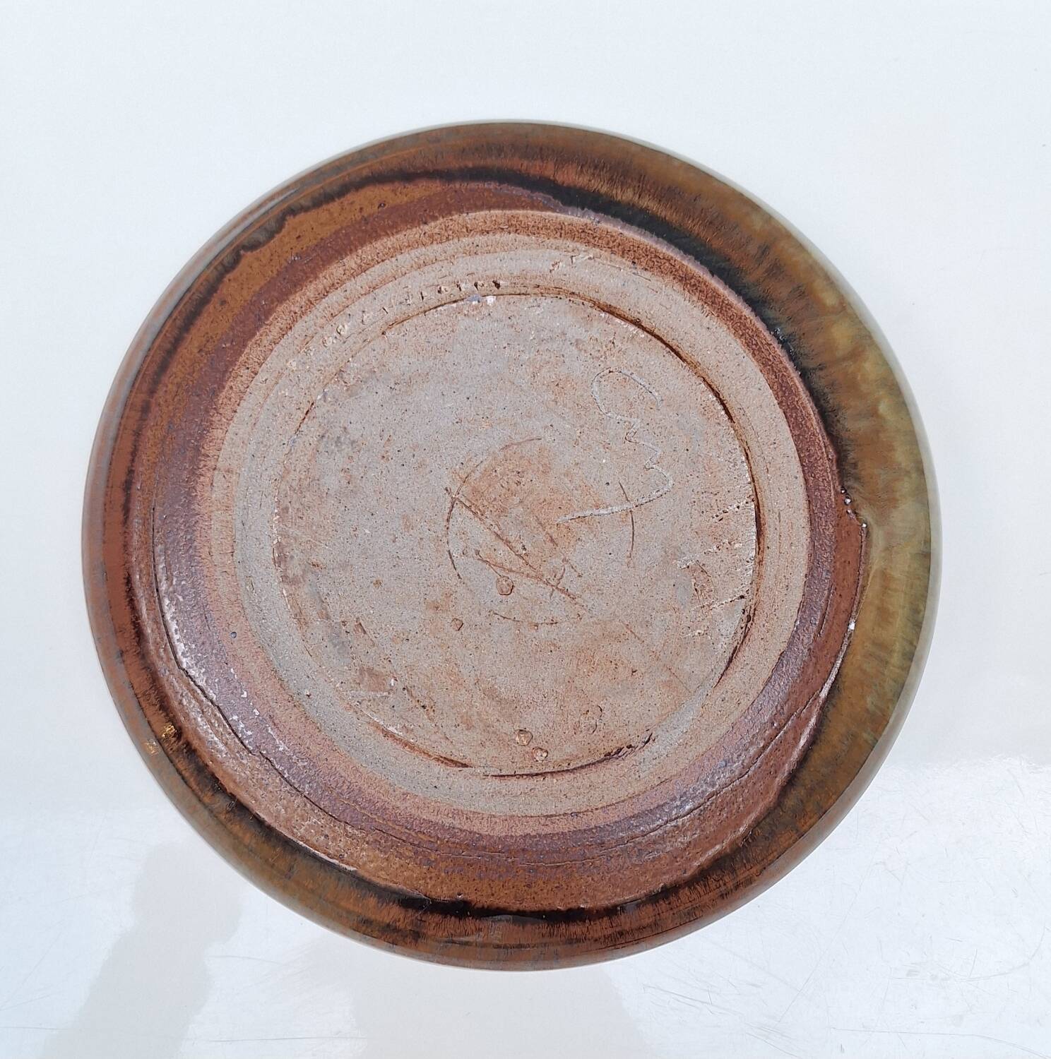 Flat ceramic vase by Nadia and Alain Pinel