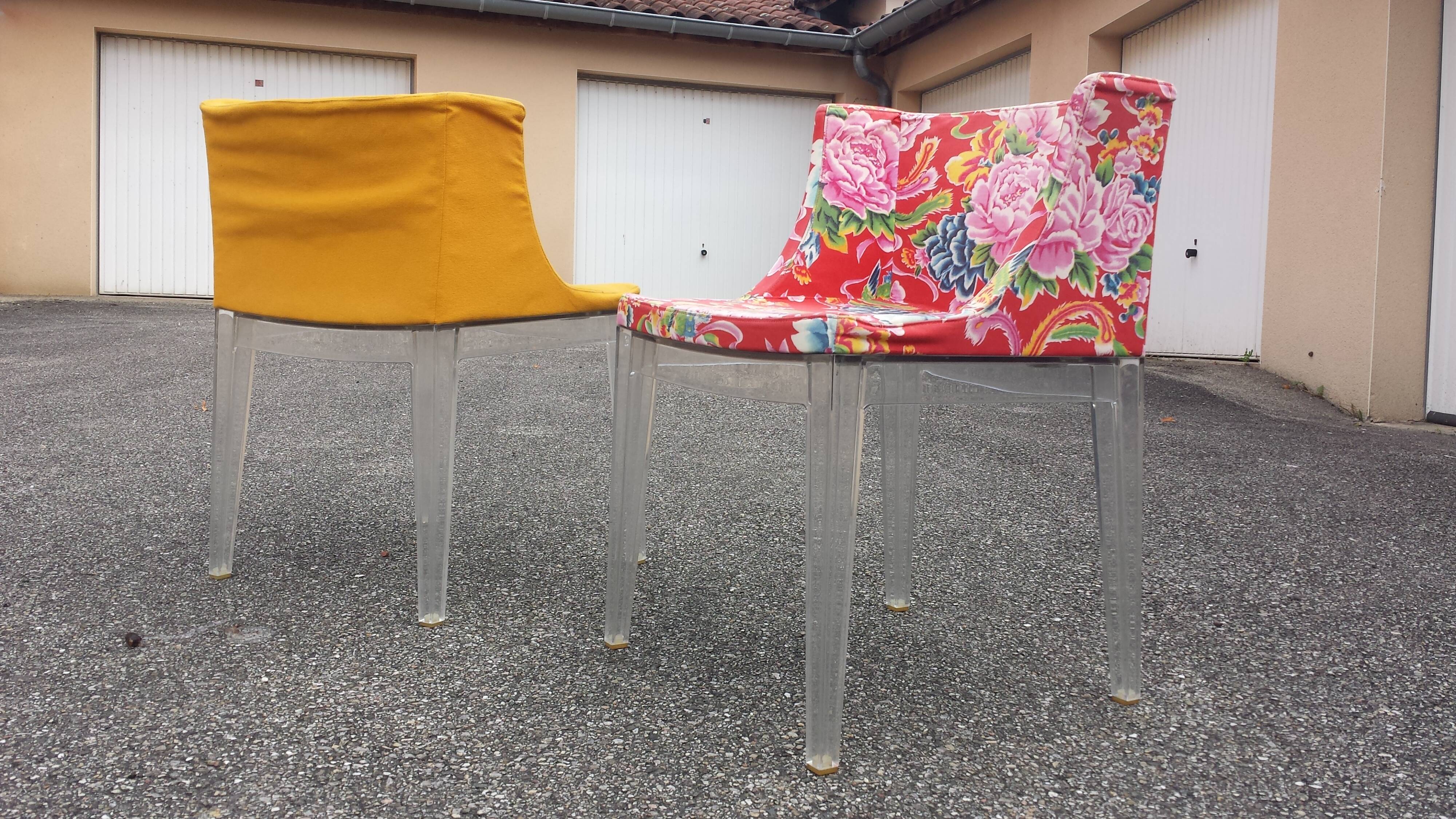 2 fauteuils Mademoiselle Kartell plexi design Philippe Starck