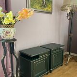 Pair of art-deco bedside tables in painted wood