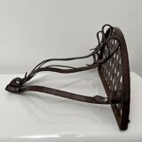 Small wall console Wrought iron trompe l'oeil stitched saddle leather