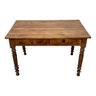 Pine desk with turned legs, 1900s
