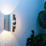 Brushed aluminum wall light, space age 70
