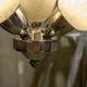 Art Deco chandelier/suspension with 3 domes in mixed glass and chrome metal