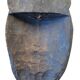 Masque africain en bois sculpté bleu et doré, oreilles de lion