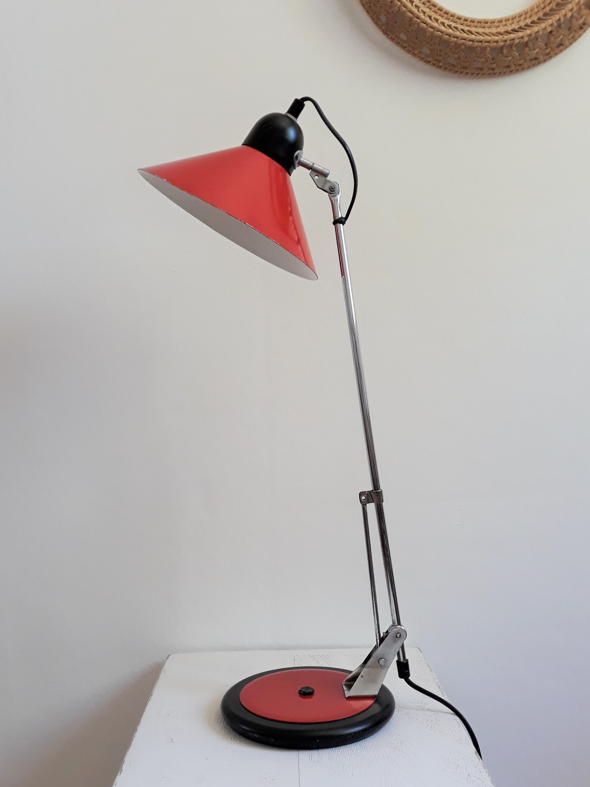 Large vintage lamp Aluminor Rouge