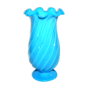 vase ancien en opaline - bleu