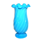 Ancient vase in turquoise blue opaline 18.5cm