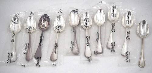Christofle Albi 10 tea, coffee, dessert spoons, 13.5 cm, including 9 new in packaging.