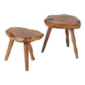 Pair of brutalist tripod stools 1950s
