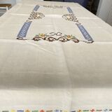 Jolie nappe ancienne brodée à la main - Lin -200x130 cm