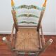 Two chairs patinated polka dots and painted wood folk art seat vintage straw
