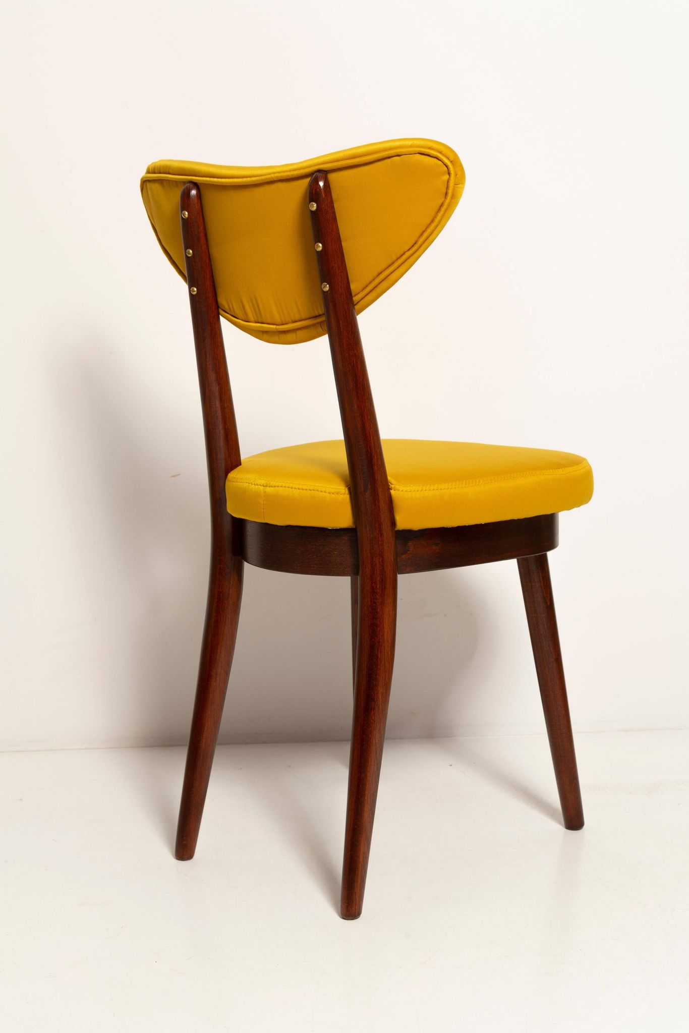 Midcentury Heart Chair in Yellow Satin Dedar Gildo Fabric, Europe, 1960s
