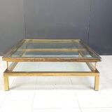 Vintage brass sliding top display coffee table, 1970s