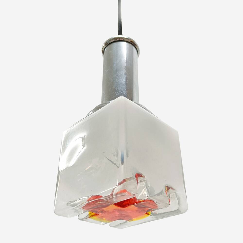 Murano Glass Cube Pendant Lamp, Italy, 1970s