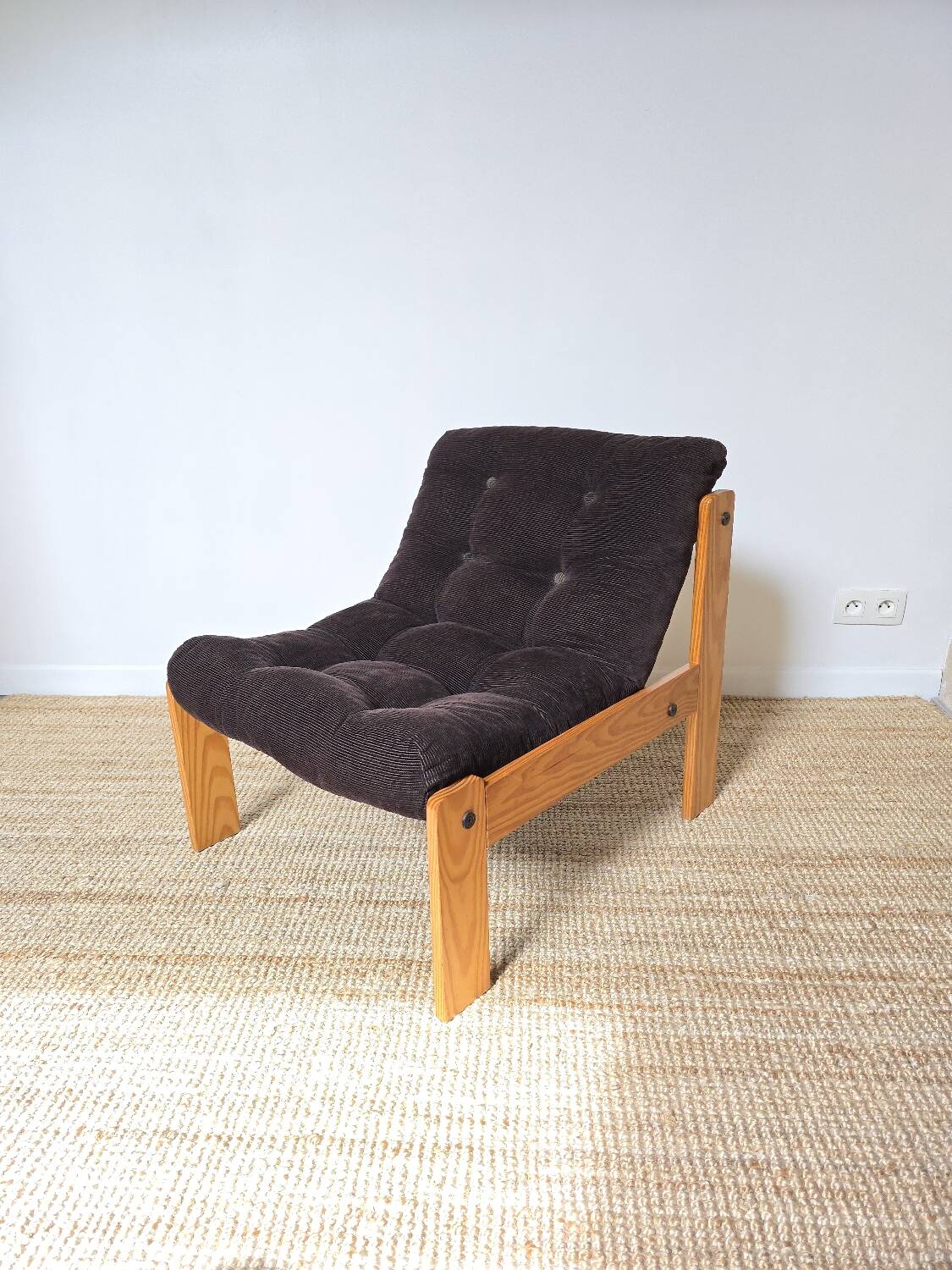 Pine/corduroy armchair