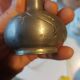 Single-stem vase in pewter signed Leboeuf