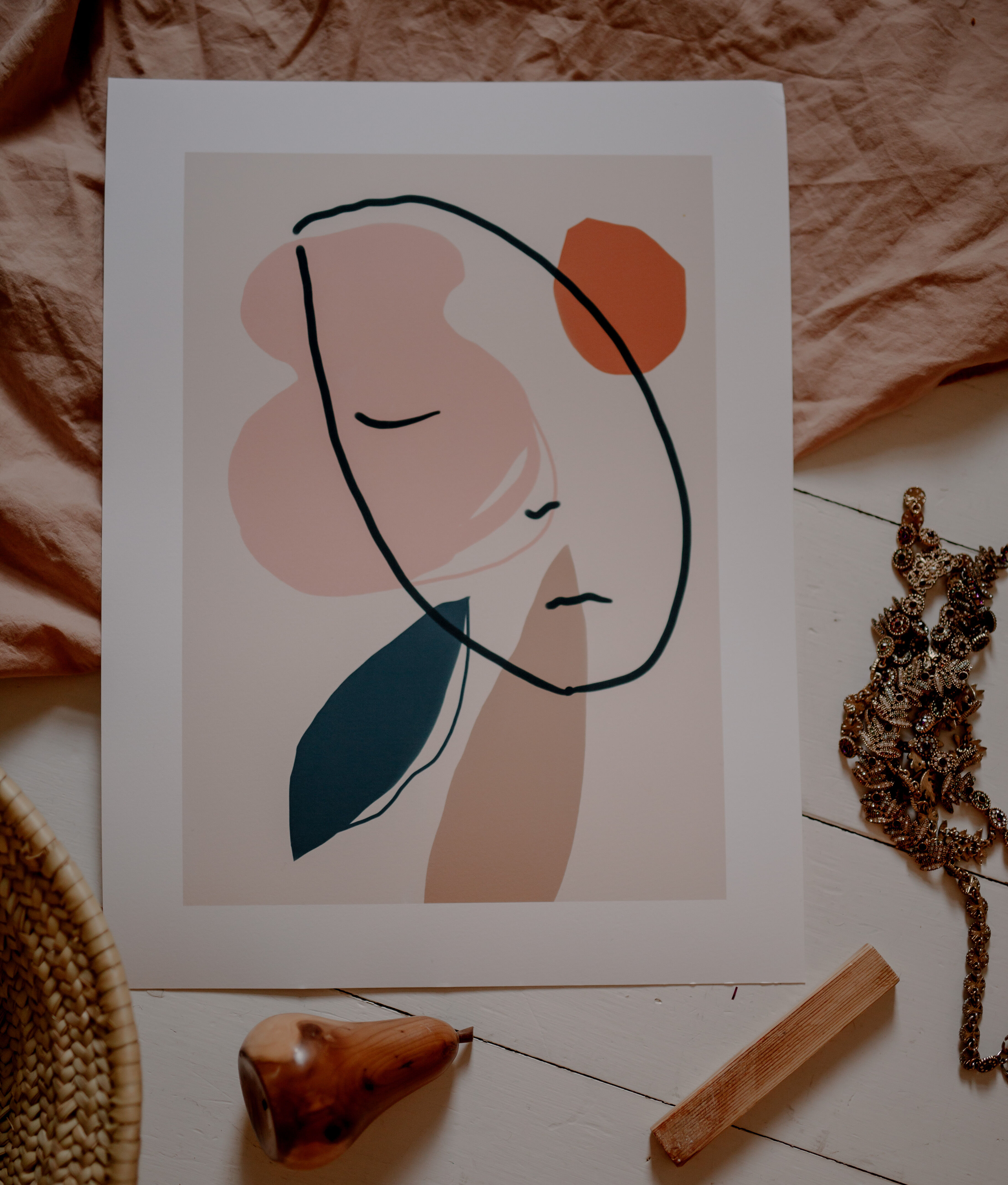 A sleeping head fine art print, illustration