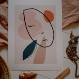 A sleeping head fine art print, illustration