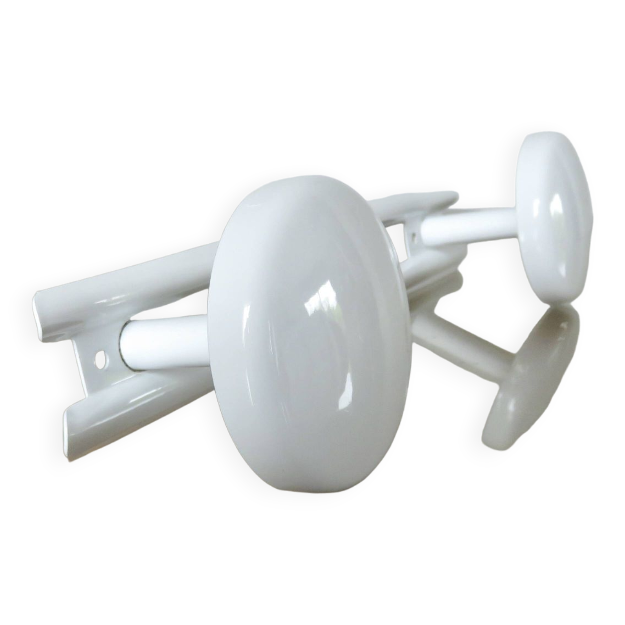 White lacquered metal coat rack with 2 hooks from the 70s