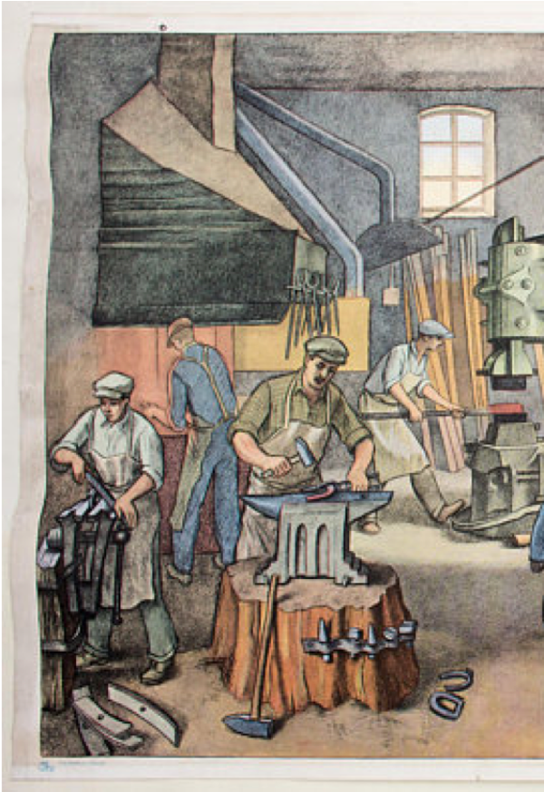 Forgeron, grille éducatif, Hans Reidinger, 1965