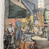 Blacksmith, educational grid, Hans Reidinger, 1965