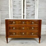 Louis XVI style chest of drawers in mahogany and walnut
