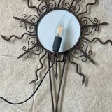 Miroir soleil lumineux en  fer forgé