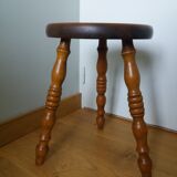 Turned wooden tripod stool