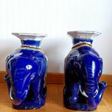 Pair of 20th century ceramic elephant stools