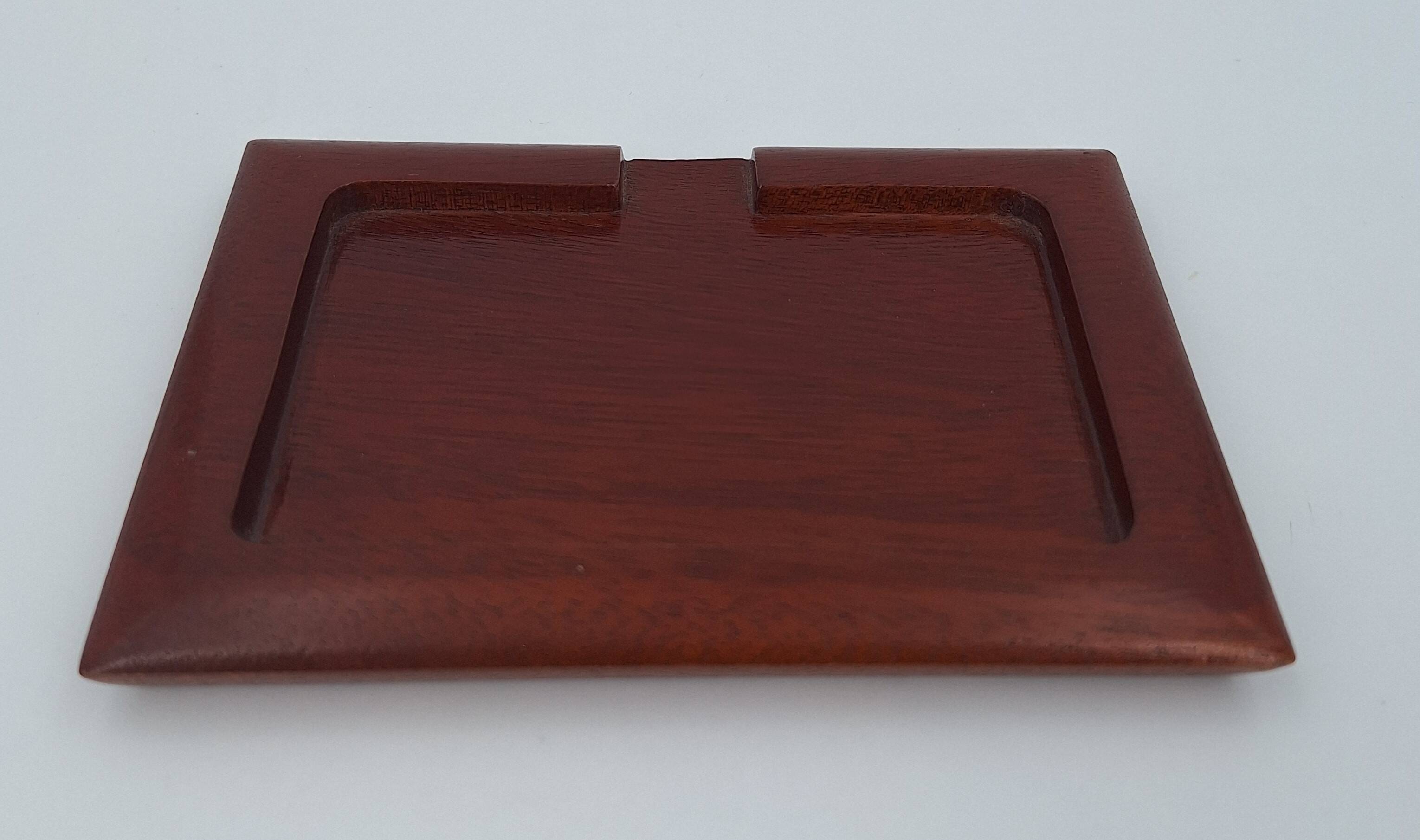 Small card holder tray in hollowed solid mahogany circa 1960 (dlg Noll) C in Paris