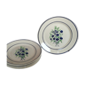 6 plates old Badonviller francine blue and green flowers au pochoir